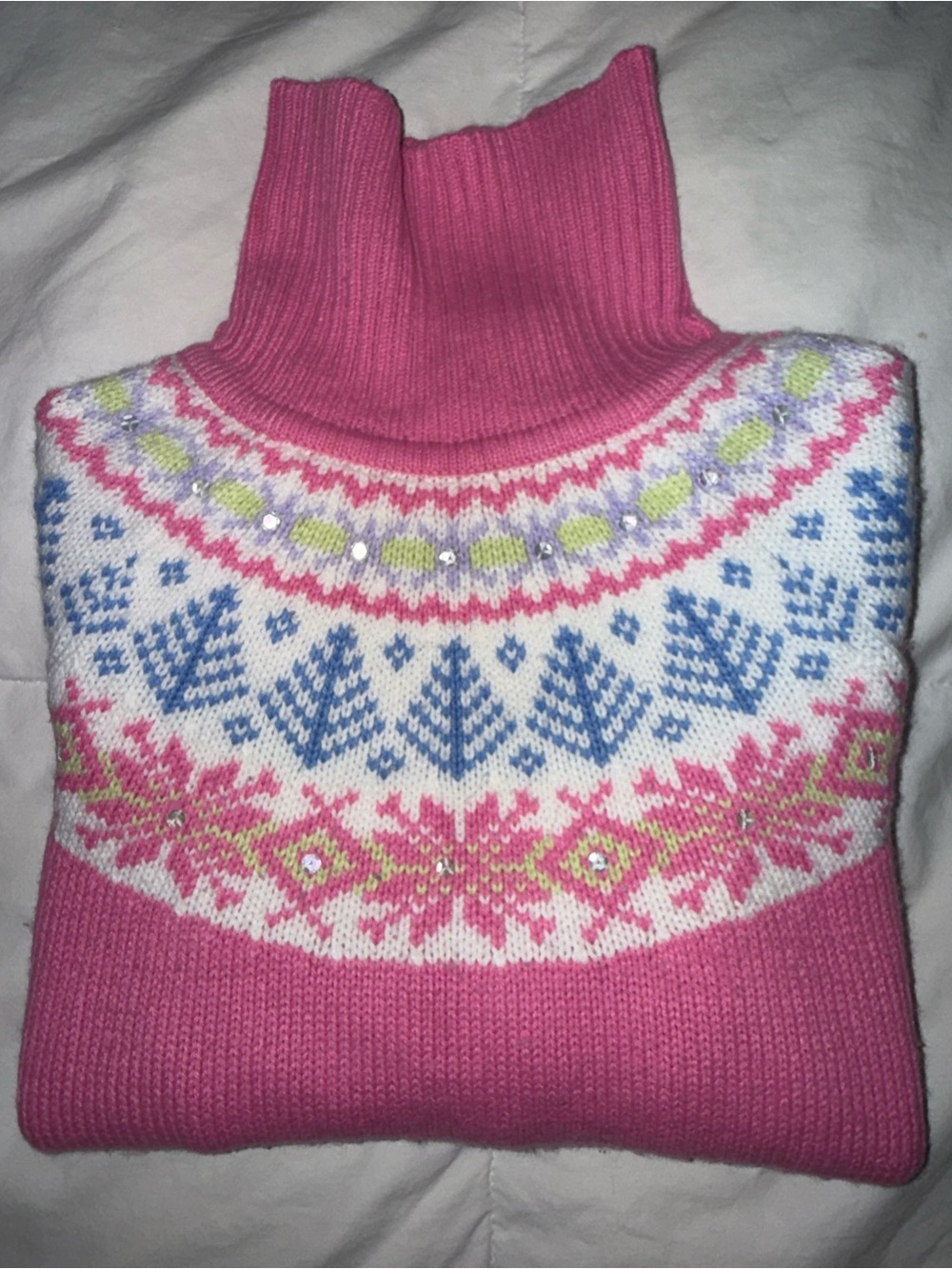 Vintage Gymboree Pink Fair Isle Turtleneck Sweater NWOT
